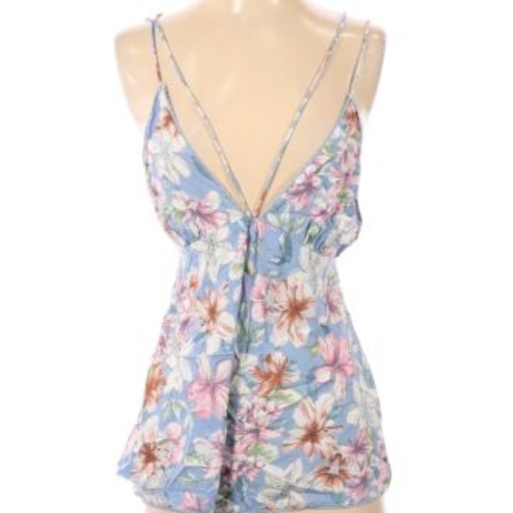 Love + Harmony dusty blue floral boho romper Large